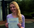  Sarah with Driving test pass certificate